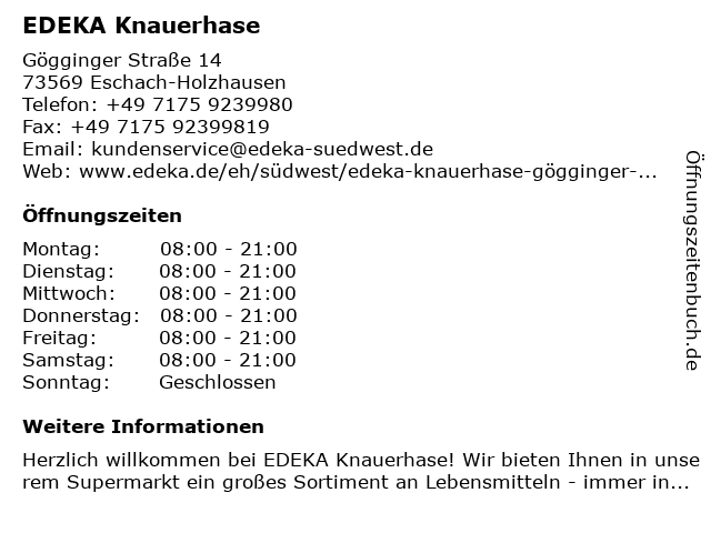 EDEKA Knauerhase in Eschach-Holzhausen: Adresse und Öffnungszeiten