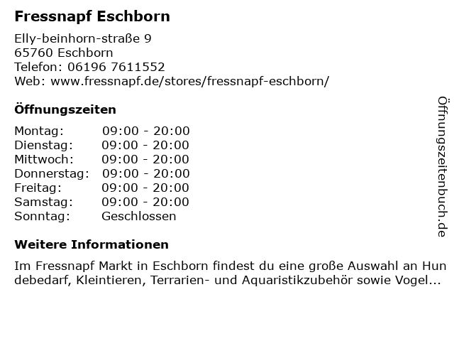 Fressnapf Eschborn in Eschborn: Adresse und Öffnungszeiten