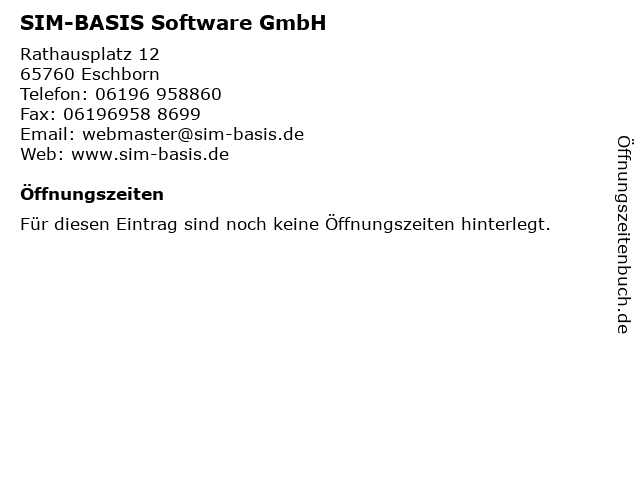 SIM-BASIS Software GmbH in Eschborn: Adresse und Öffnungszeiten