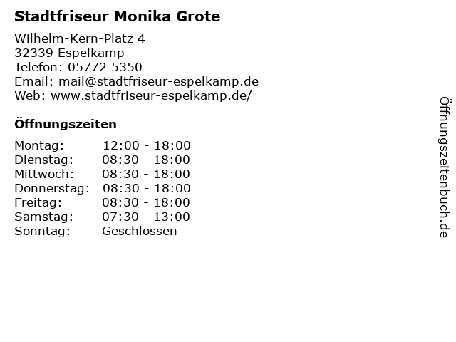 Stadtfriseur Monika Grote in Espelkamp: Adresse und Öffnungszeiten