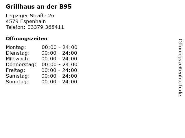 Grillhaus an der B95 in Espenhain: Adresse und Öffnungszeiten
