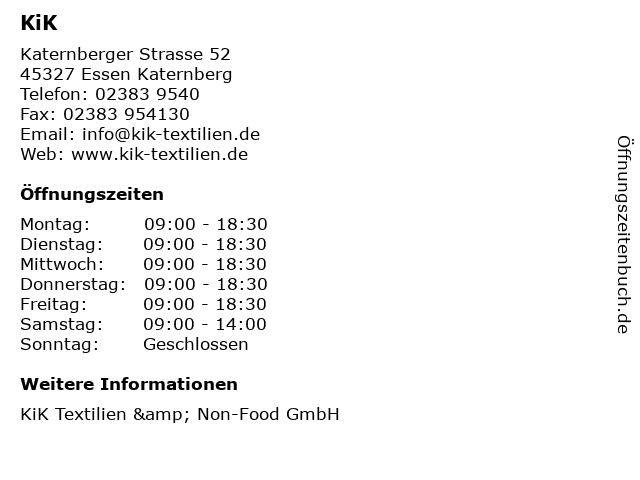 KiK in Essen Katernberg: Adresse und Öffnungszeiten