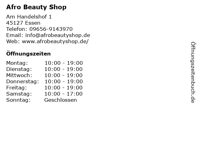 Afro Beauty Shop in Essen: Adresse und Öffnungszeiten