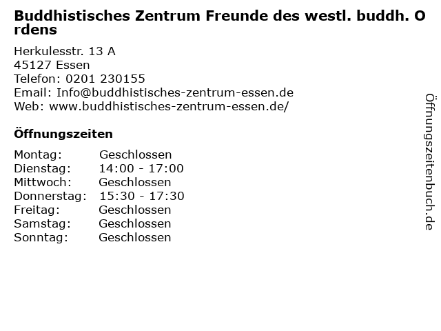 Buddhistisches Zentrum Freunde des westl. buddh. Ordens in Essen: Adresse und Öffnungszeiten