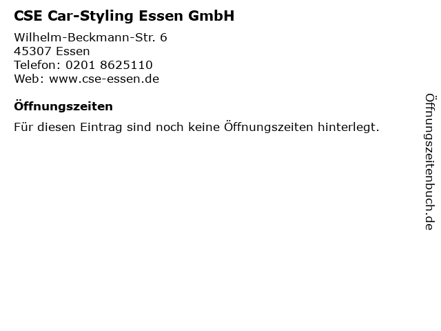 CSE Car-Styling Essen GmbH in Essen: Adresse und Öffnungszeiten