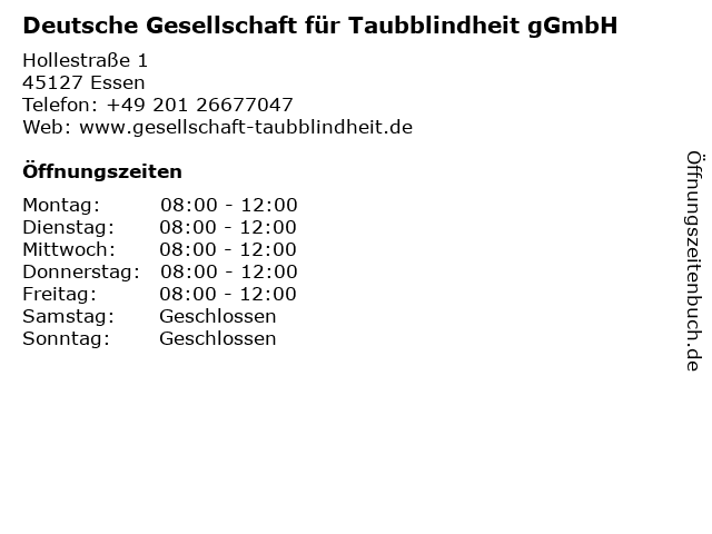 Deutsche Gesellschaft für Taubblindheit gGmbH in Essen: Adresse und Öffnungszeiten