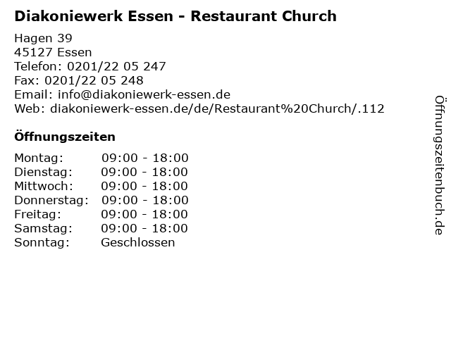 Diakoniewerk Essen - Restaurant Church in Essen: Adresse und Öffnungszeiten