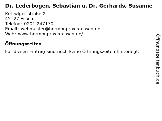 Dr. Lederbogen, Sebastian u. Dr. Gerhards, Susanne in Essen: Adresse und Öffnungszeiten