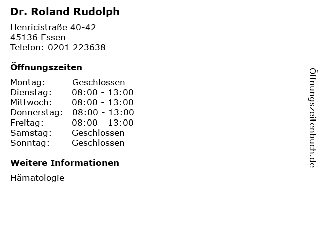 Dr. Roland Rudolph in Essen: Adresse und Öffnungszeiten
