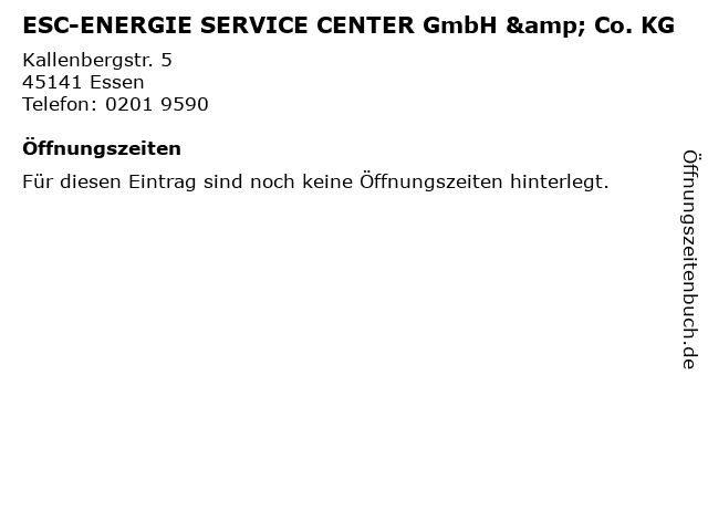 ESC-ENERGIE SERVICE CENTER GmbH & Co. KG in Essen: Adresse und Öffnungszeiten