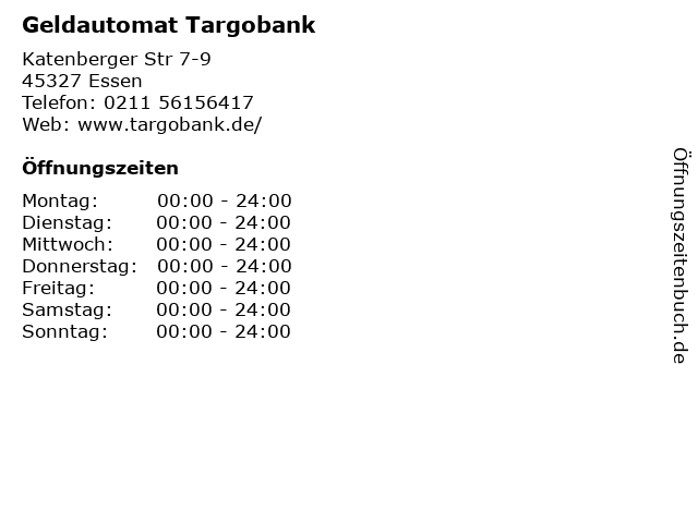 Geldautomat Targobank in Essen: Adresse und Öffnungszeiten