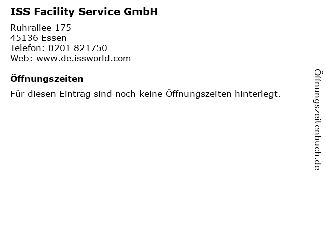 ISS Facility Service GmbH in Essen: Adresse und Öffnungszeiten