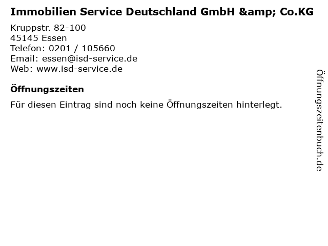 Immobilien Service Deutschland GmbH & Co.KG in Essen: Adresse und Öffnungszeiten