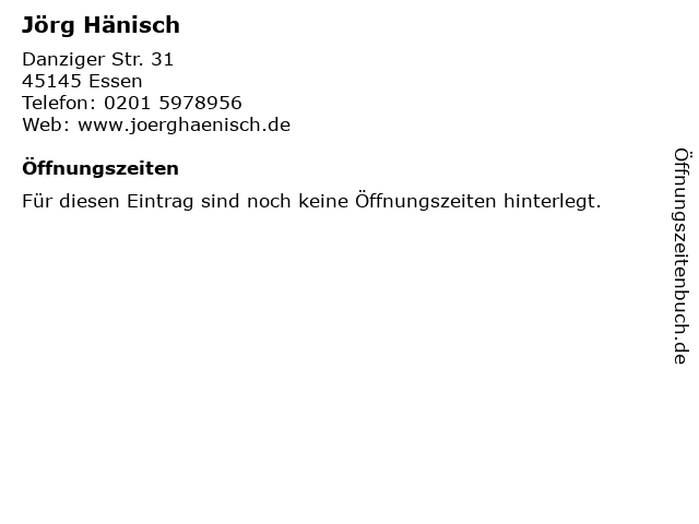 Jörg Hänisch in Essen: Adresse und Öffnungszeiten