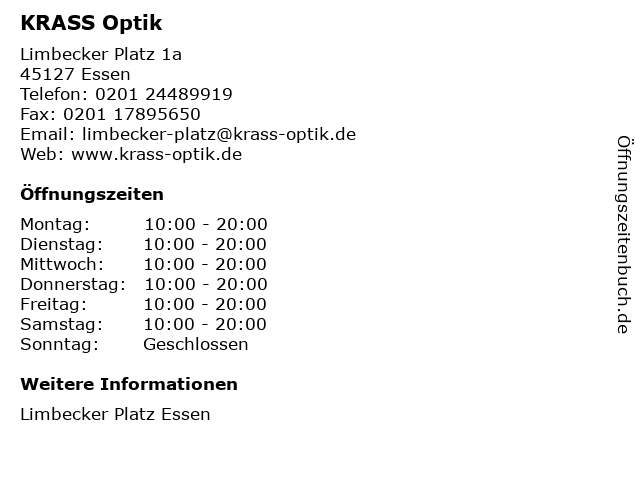 KRASS Optik in Essen: Adresse und Öffnungszeiten