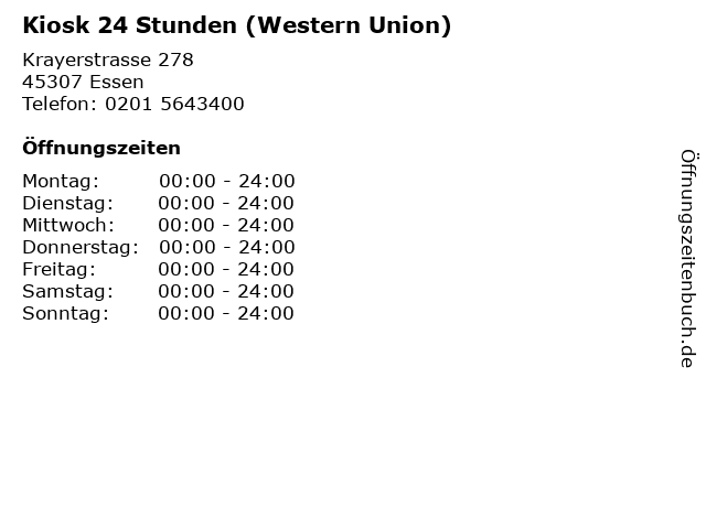 Kiosk 24 Stunden (Western Union) in Essen: Adresse und Öffnungszeiten
