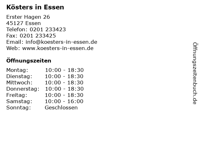 Kösters in Essen in Essen: Adresse und Öffnungszeiten