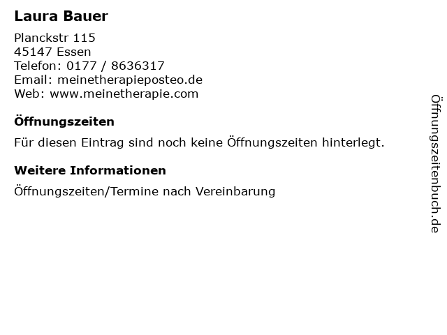 Laura Bauer in Essen: Adresse und Öffnungszeiten