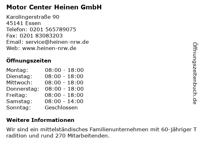 Motor Center Heinen GmbH in Essen: Adresse und Öffnungszeiten
