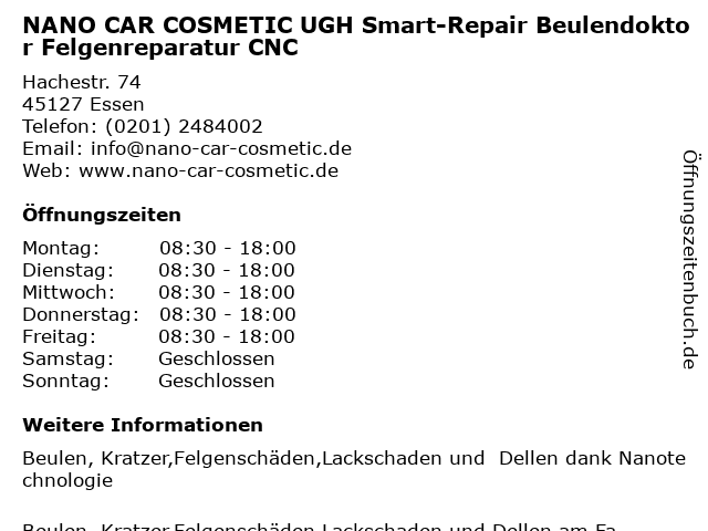 NANO Car Cosmetic UGH in Essen: Adresse und Öffnungszeiten