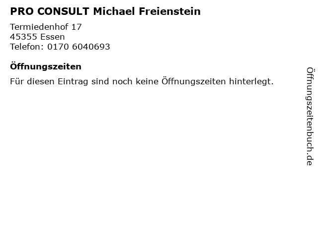 PRO CONSULT Michael Freienstein in Essen: Adresse und Öffnungszeiten