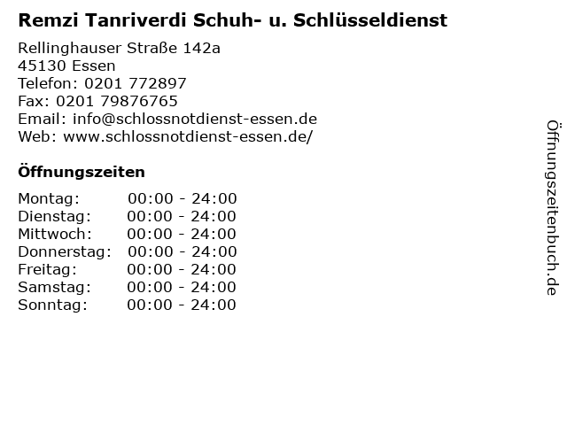 Schuh- & Schlüsseldienst Tanriverdi in Essen: Adresse und Öffnungszeiten