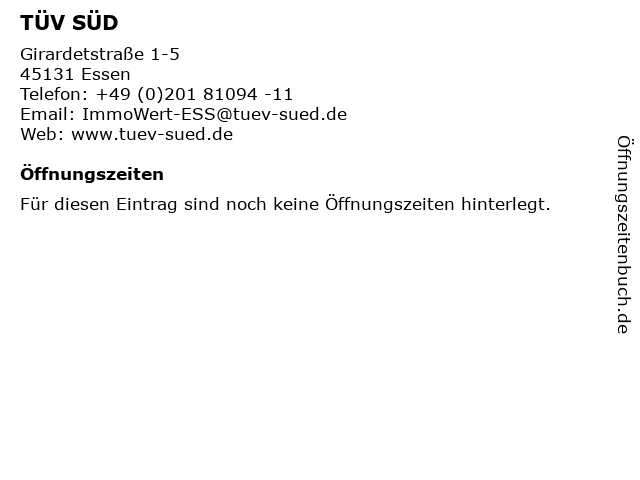 TÜV SÜD in Essen: Adresse und Öffnungszeiten