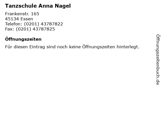 Tanzschule Anna Nagel in Essen: Adresse und Öffnungszeiten