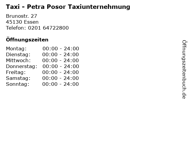 Taxi - Petra Posor Taxiunternehmung in Essen: Adresse und Öffnungszeiten