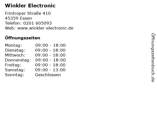 Winkler Electronic in Essen: Adresse und Öffnungszeiten