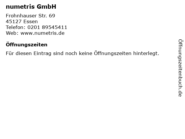 numetris GmbH in Essen: Adresse und Öffnungszeiten