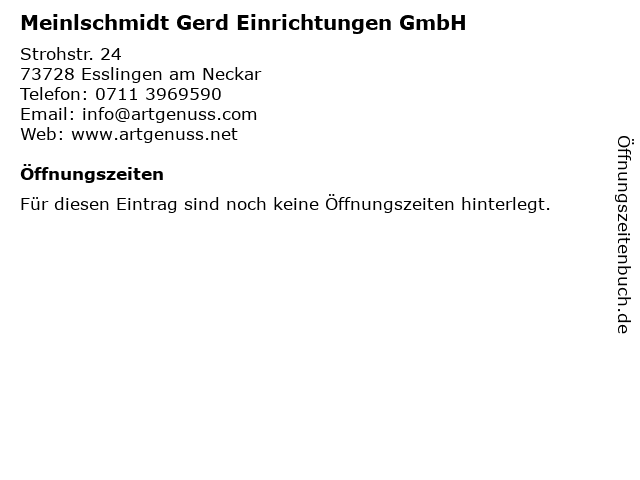 Meinlschmidt Gerd Einrichtungen GmbH in Esslingen am Neckar: Adresse und Öffnungszeiten