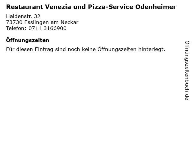 Restaurant Venezia und Pizza-Service Odenheimer in Esslingen am Neckar: Adresse und Öffnungszeiten