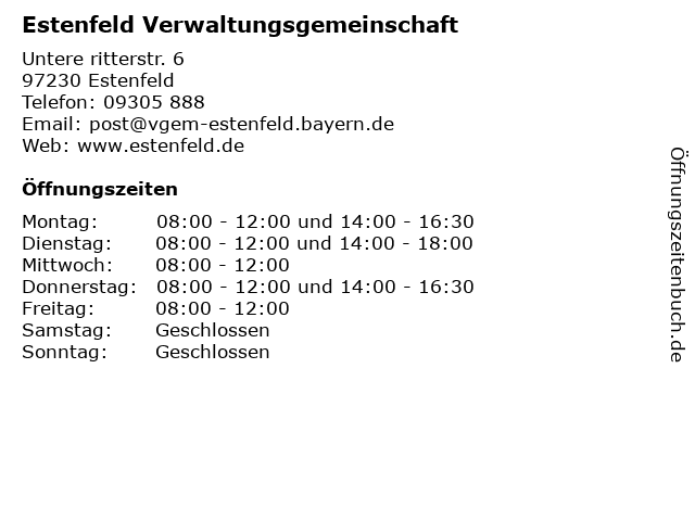 Estenfeld Verwaltungsgemeinschaft in Estenfeld: Adresse und Öffnungszeiten