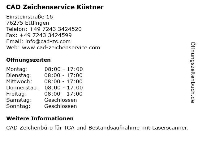 CAD Zeichenservice Küstner in Ettlingen: Adresse und Öffnungszeiten