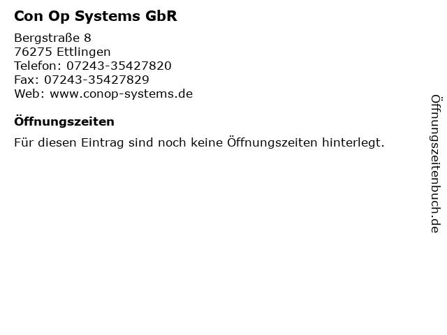 Con Op Systems GbR in Ettlingen: Adresse und Öffnungszeiten