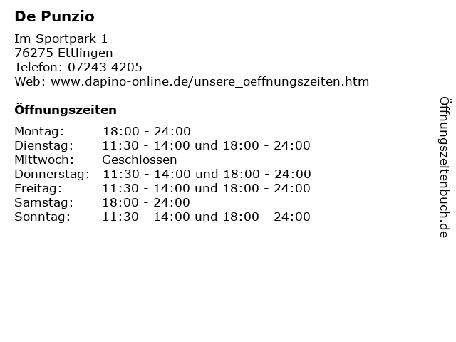 De Punzio in Ettlingen: Adresse und Öffnungszeiten