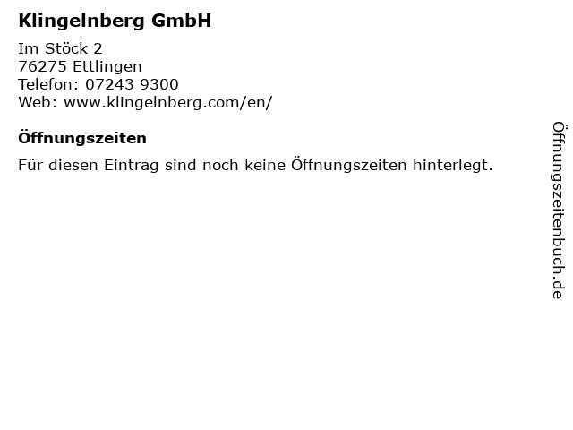 Klingelnberg GmbH in Ettlingen: Adresse und Öffnungszeiten