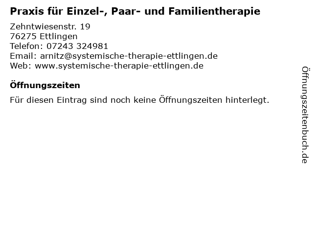 Praxis für Einzel-, Paar- und Familientherapie in Ettlingen: Adresse und Öffnungszeiten