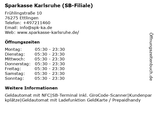 ᐅ Offnungszeiten Sparkasse Karlsruhe Filiale Bruchhausen