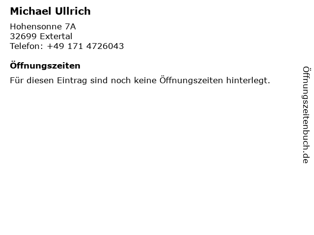 Michael Ullrich in Extertal: Adresse und Öffnungszeiten