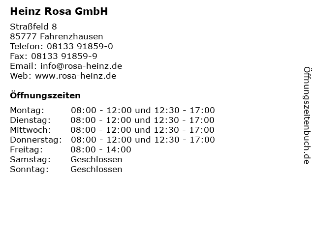 Heinz Rosa GmbH in Fahrenzhausen: Adresse und Öffnungszeiten