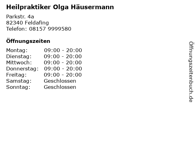 Heilpraktiker Olga Häusermann in Feldafing: Adresse und Öffnungszeiten