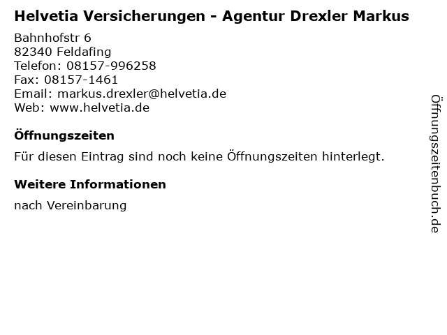 Helvetia Versicherungen - Agentur Drexler Markus in Feldafing: Adresse und Öffnungszeiten