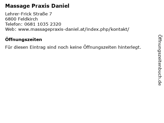 Massage Praxis Daniel in Feldkirch: Adresse und Öffnungszeiten