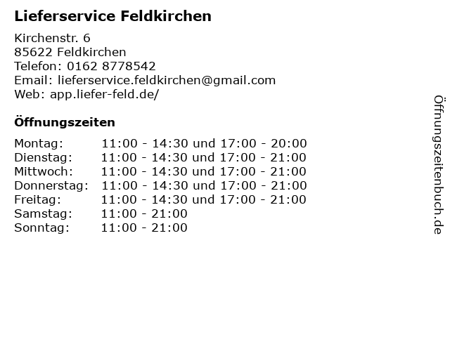Lieferservice Feldkirchen in Feldkirchen: Adresse und Öffnungszeiten