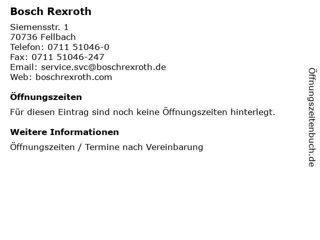 Bosch Rexroth in Fellbach: Adresse und Öffnungszeiten