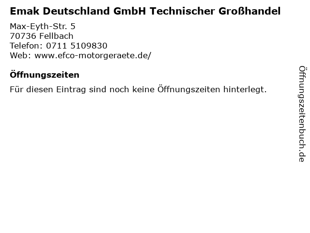 Emak Deutschland GmbH Technischer Großhandel in Fellbach: Adresse und Öffnungszeiten