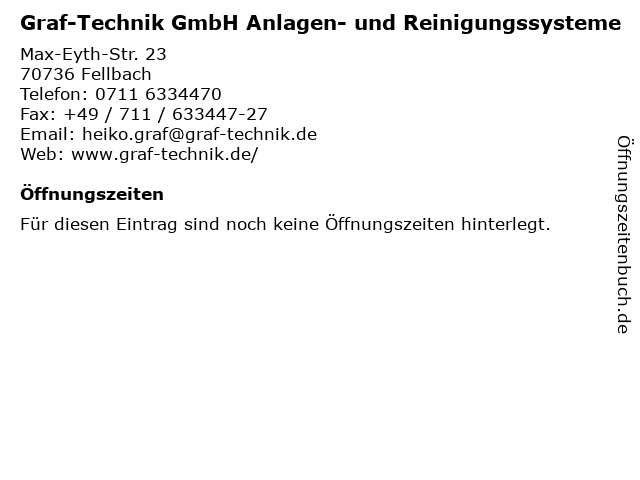 Graf-Technik GmbH Anlagen- und Reinigungssysteme in Fellbach: Adresse und Öffnungszeiten