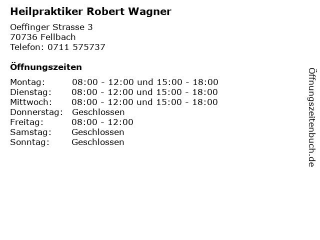 Heilpraktiker Robert Wagner in Fellbach: Adresse und Öffnungszeiten